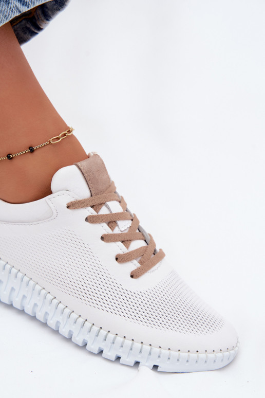 Scarpe sportive in pelle da donna Artiker 58C3083 bianche e marroni