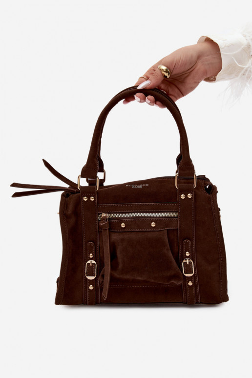 Borsa in suede sintetico color cioccolato Lendra