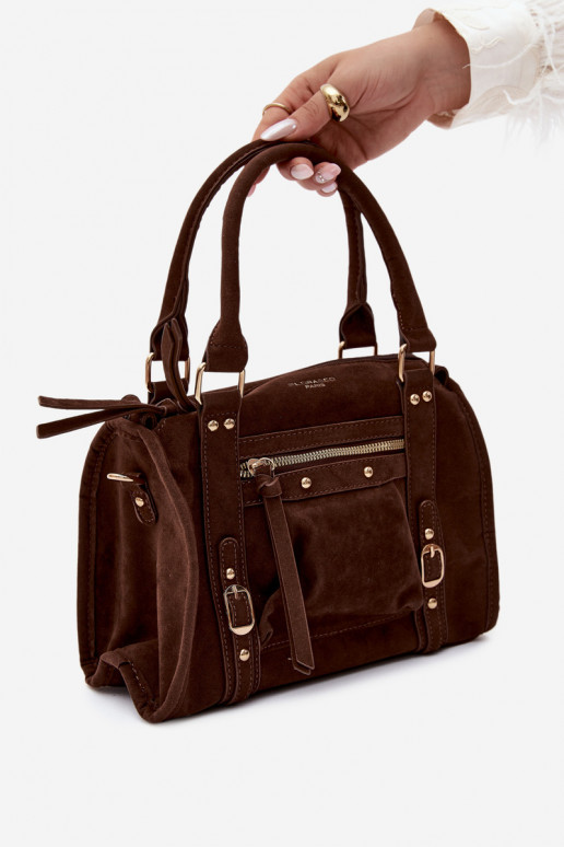 Borsa in suede sintetico color cioccolato Lendra