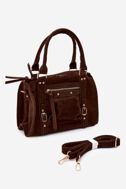Borsa in suede sintetico color cioccolato Lendra