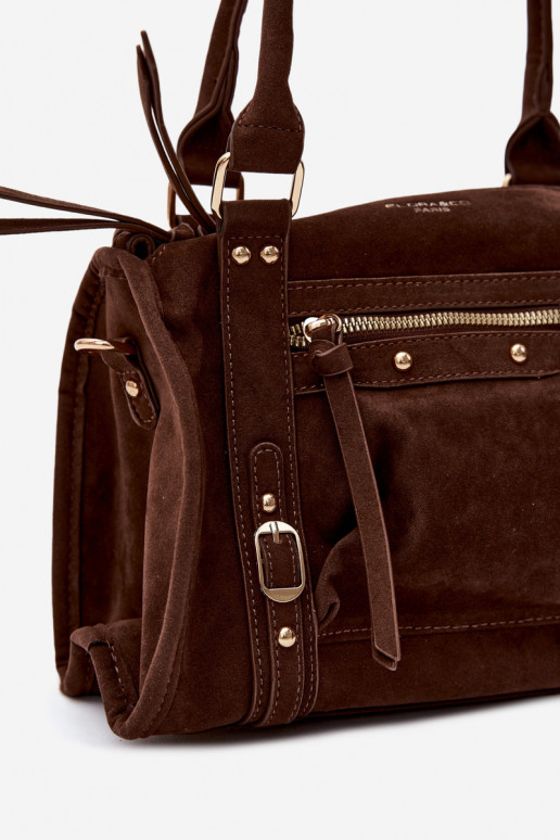 Borsa in suede sintetico color cioccolato Lendra