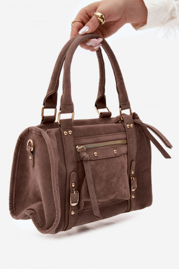 Borsa in suede sintetico color argilla Lendra 2