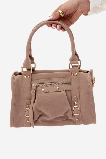 Borsa in suede sintetico color sabbia Lendra