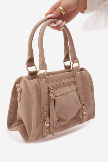 Borsa in suede sintetico color sabbia Lendra 2