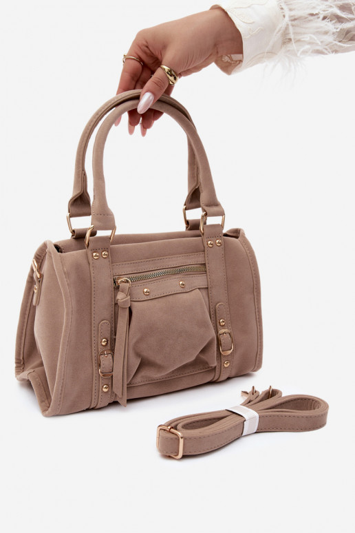 Borsa in suede sintetico color sabbia Lendra