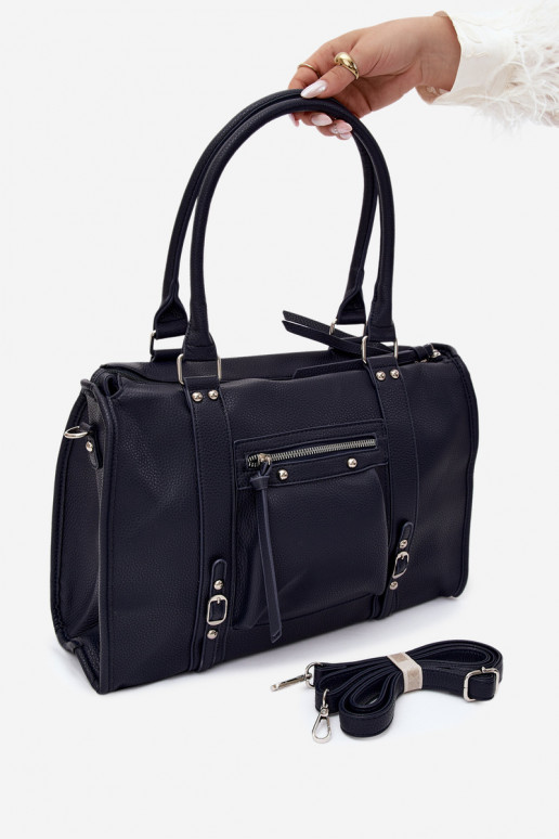 Grande borsa in pelle sintetica blu scuro Nolita