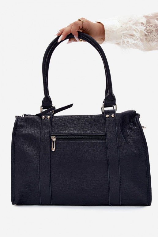 Grande borsa in pelle sintetica blu scuro Nolita