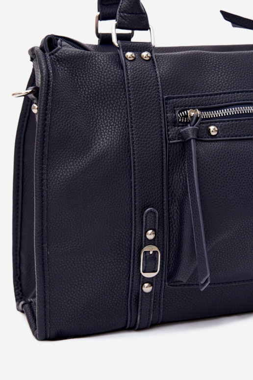 Grande borsa in pelle sintetica blu scuro Nolita