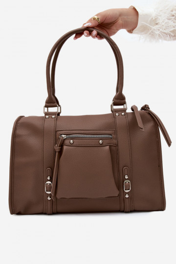 Grande borsa in pelle sintetica color argilla Nolita