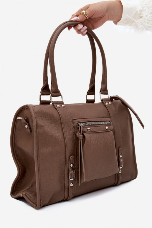Grande borsa in pelle sintetica color argilla Nolita