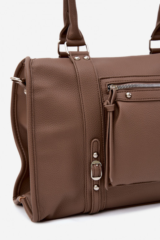Grande borsa in pelle sintetica color argilla Nolita
