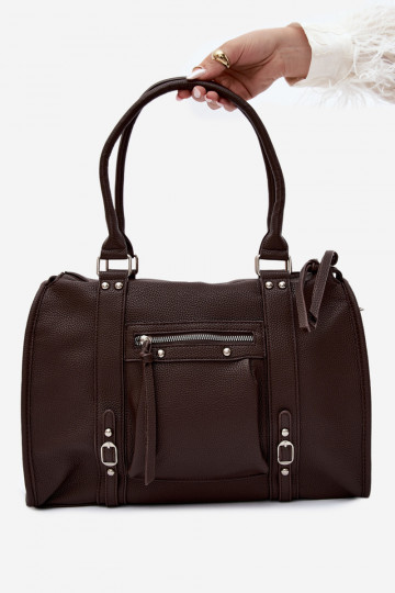 Grande borsa in pelle sintetica color cioccolato Nolita