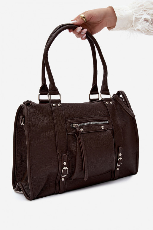 Grande borsa in pelle sintetica color cioccolato Nolita