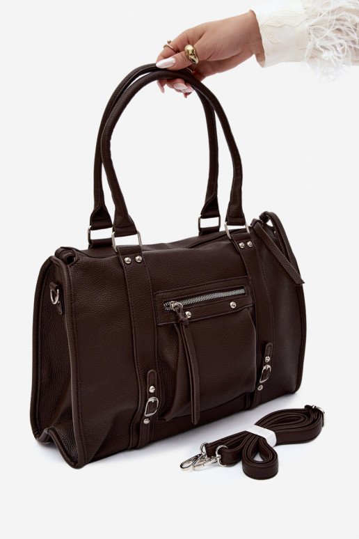 Grande borsa in pelle sintetica color cioccolato Nolita