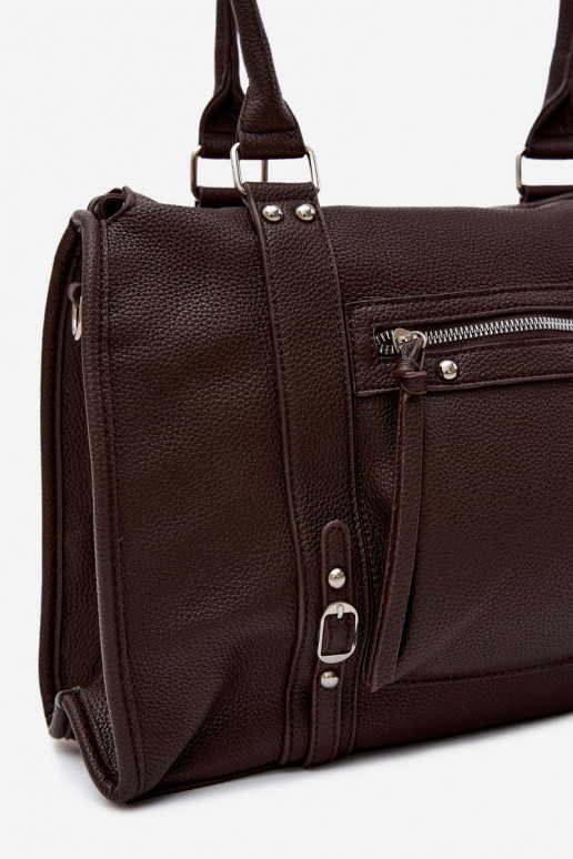 Grande borsa in pelle sintetica color cioccolato Nolita