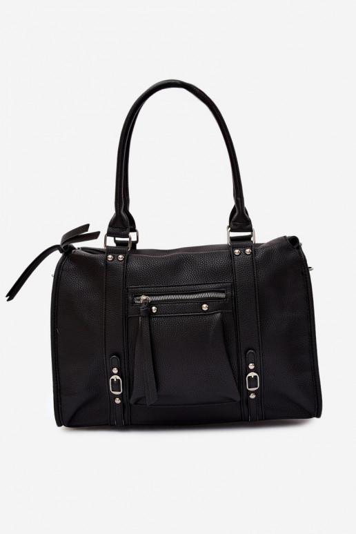Grande borsa in pelle sintetica nera Nolita