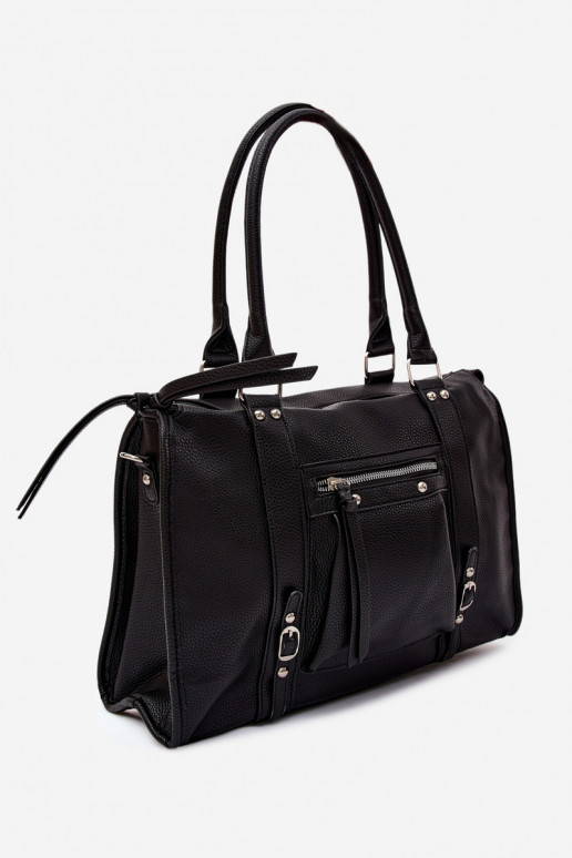 Grande borsa in pelle sintetica nera Nolita