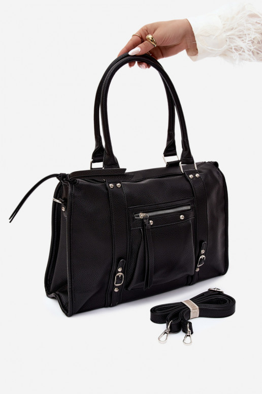 Grande borsa in pelle sintetica nera Nolita