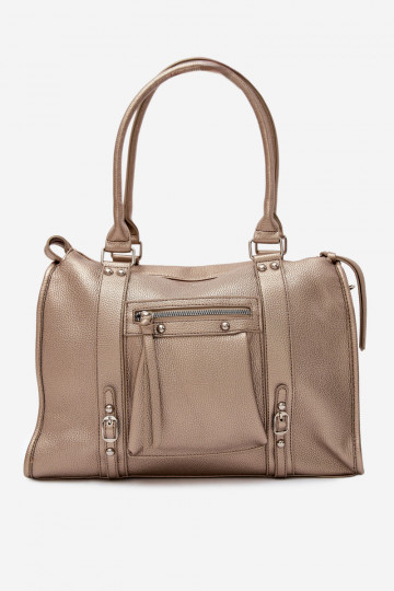 Grande borsa in pelle sintetica dorata Nolita