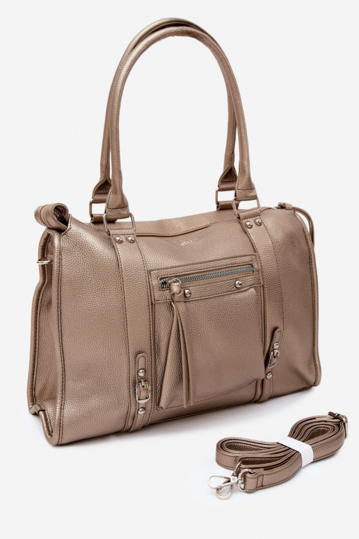Grande borsa in pelle sintetica dorata Nolita