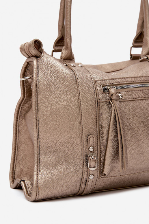 Grande borsa in pelle sintetica dorata Nolita