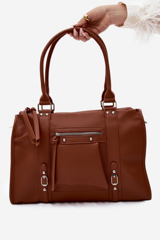 Grande borsa in pelle sintetica marrone Nolita