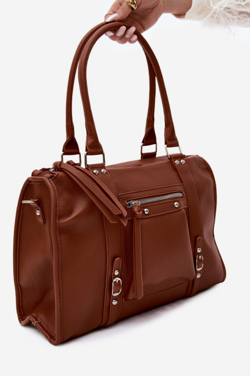 Grande borsa in pelle sintetica marrone Nolita