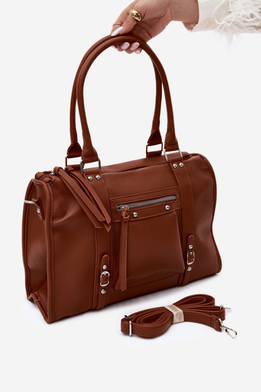 Grande borsa in pelle sintetica marrone Nolita