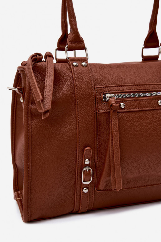 Grande borsa in pelle sintetica marrone Nolita