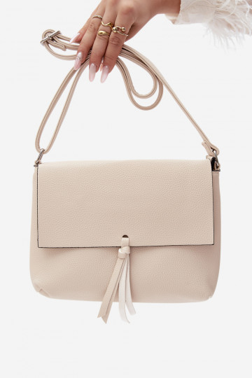 Borsa a tracolla con frange in finta pelle sabbia chiara Sigrid