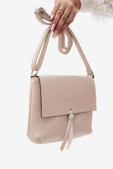 Borsa a tracolla con frange in finta pelle sabbia chiara Sigrid 2