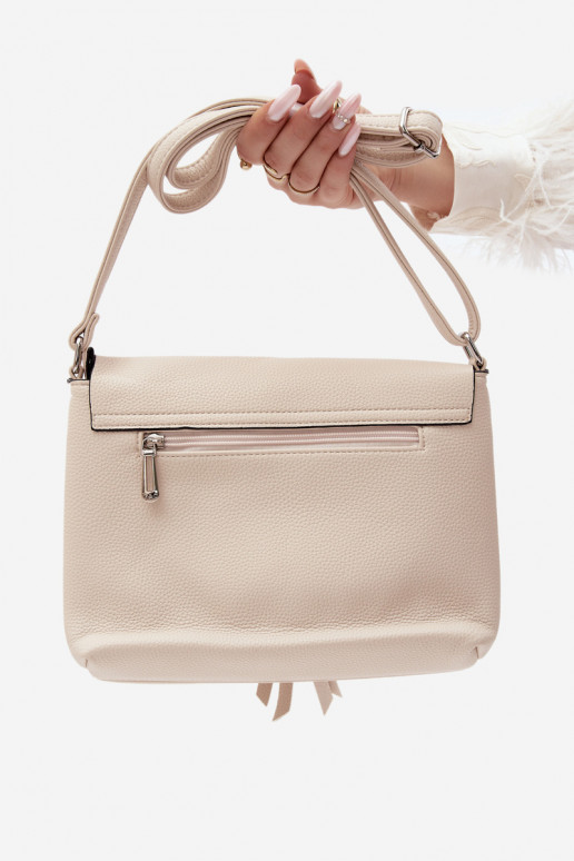 Borsa a tracolla con frange in finta pelle sabbia chiara Sigrid