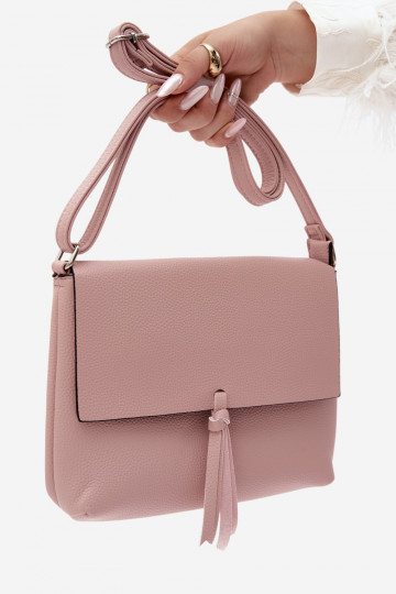 Borsa a tracolla con frange in finta pelle rosa Sigrid 2