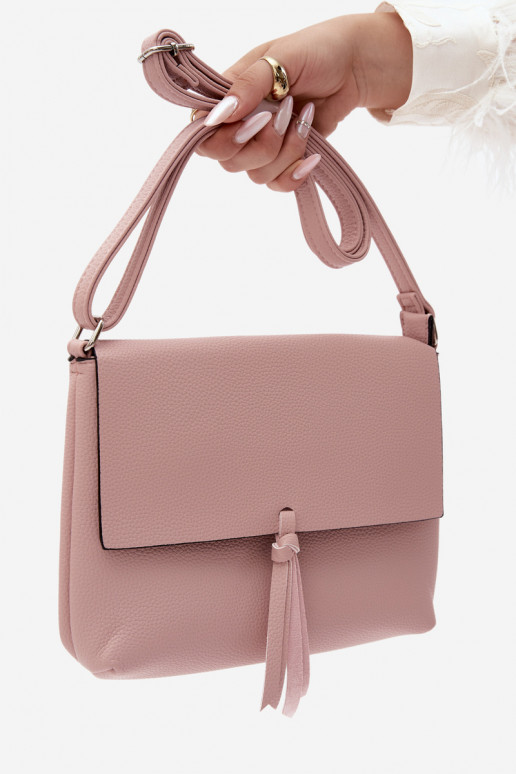 Borsa a tracolla con frange in finta pelle rosa Sigrid