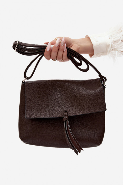 Borsa a tracolla con frange in finta pelle cioccolato Sigrid