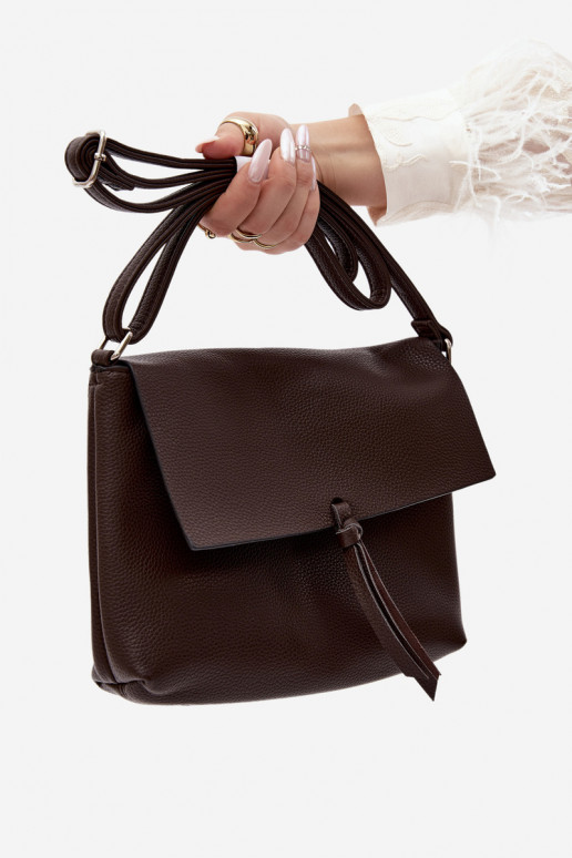 Borsa a tracolla con frange in finta pelle cioccolato Sigrid