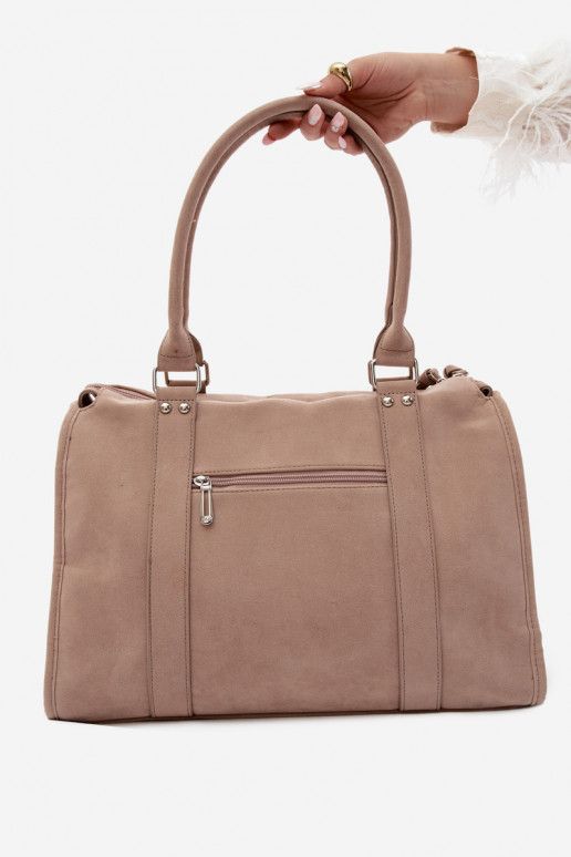 Grande borsa in finta suede color avorio Nolita