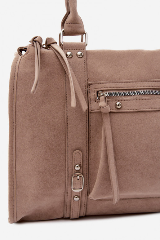 Grande borsa in finta suede color avorio Nolita