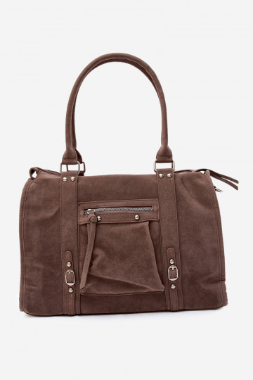 Grande borsa in finta suede color argilla Nolita