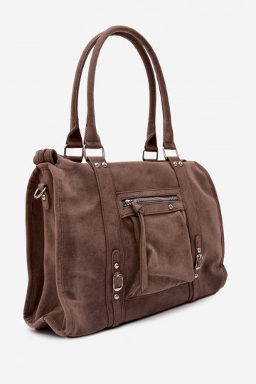 Grande borsa in finta suede color argilla Nolita 2