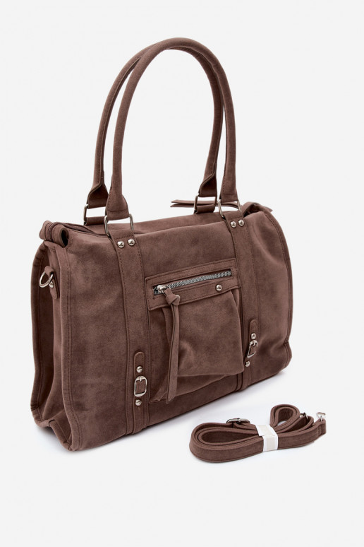 Grande borsa in finta suede color argilla Nolita
