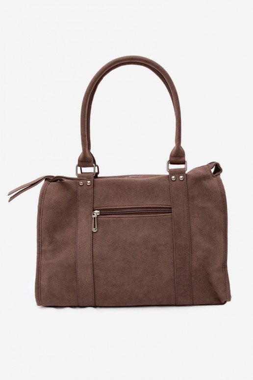 Grande borsa in finta suede color argilla Nolita