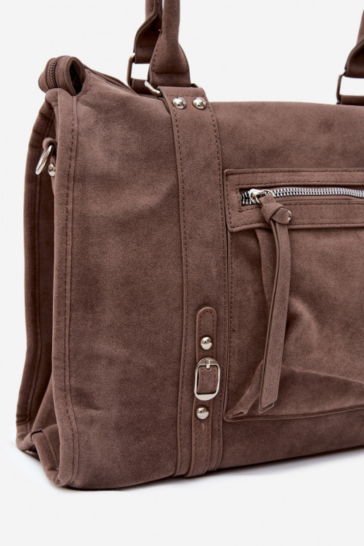 Grande borsa in finta suede color argilla Nolita