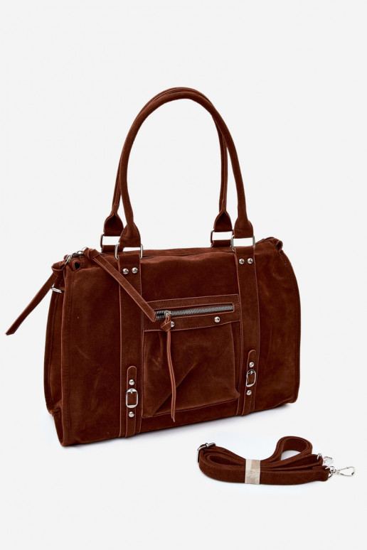 Grande borsa in finta suede color marrone Nolita