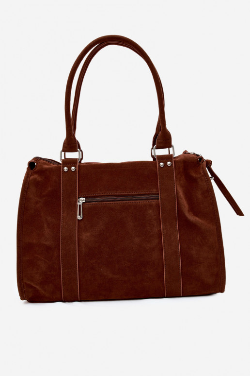 Grande borsa in finta suede color marrone Nolita