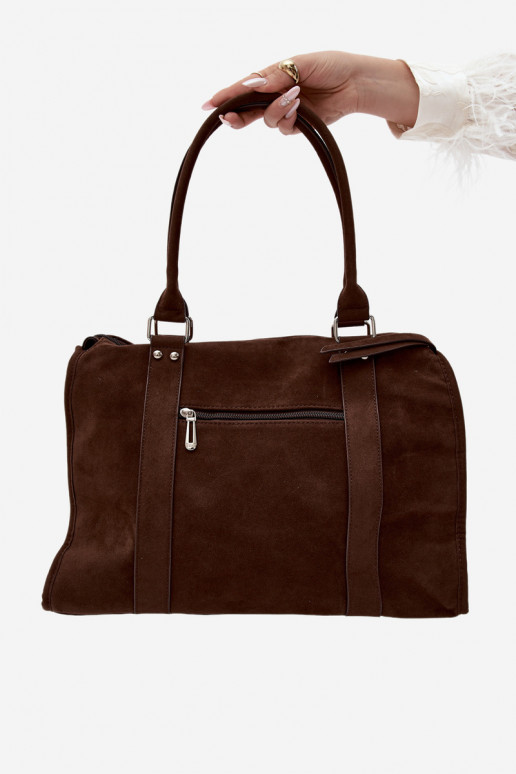 Grande borsa in finta suede color cioccolato Nolita