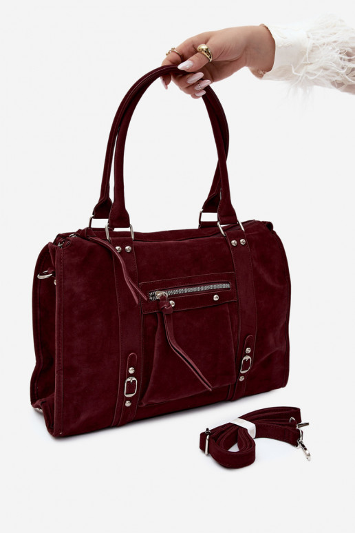 Grande borsa in finta suede color bordeaux Nolita