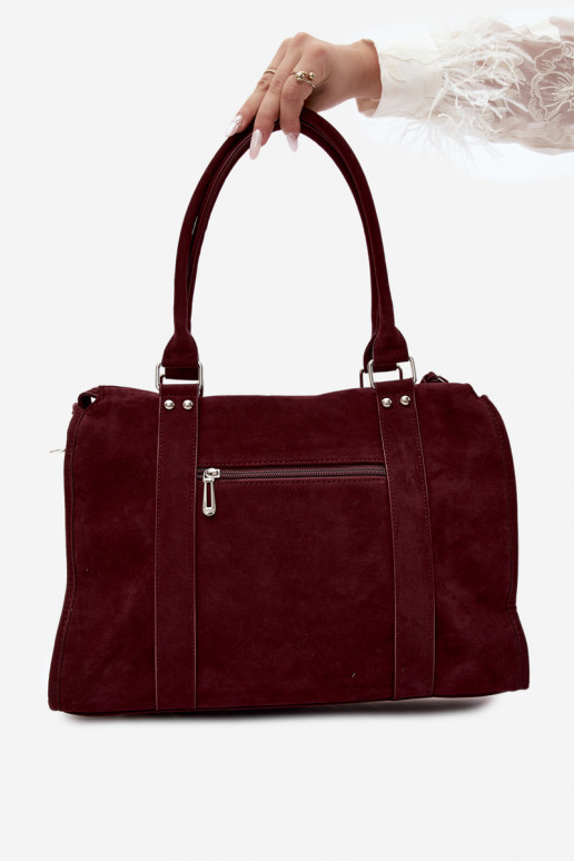 Grande borsa in finta suede color bordeaux Nolita