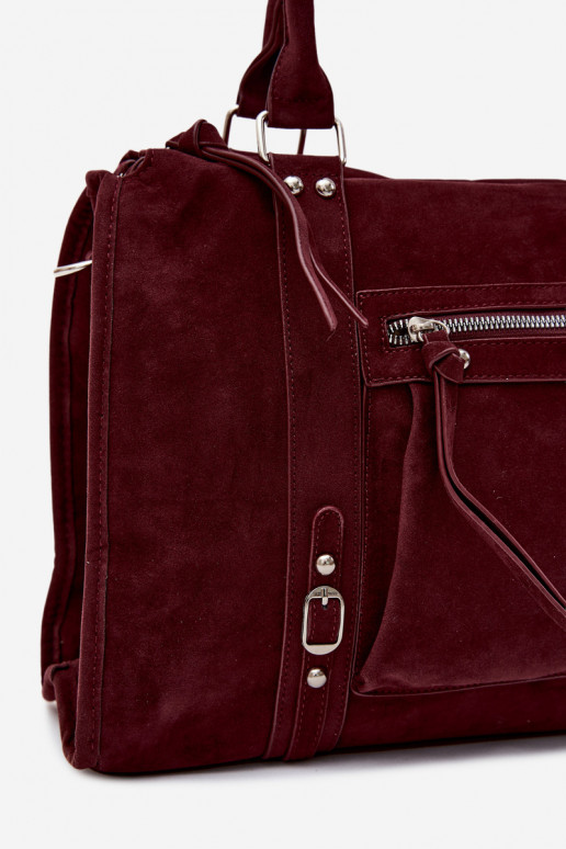Grande borsa in finta suede color bordeaux Nolita