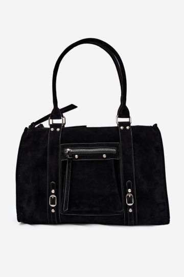 Grande borsa in finta suede color nero Nolita